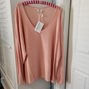 Pink Relaxed V-Neck Sweater